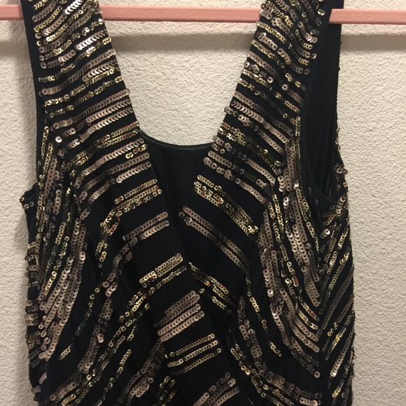 Black/Gold Sequin Party Dress - Picture 2 of 4